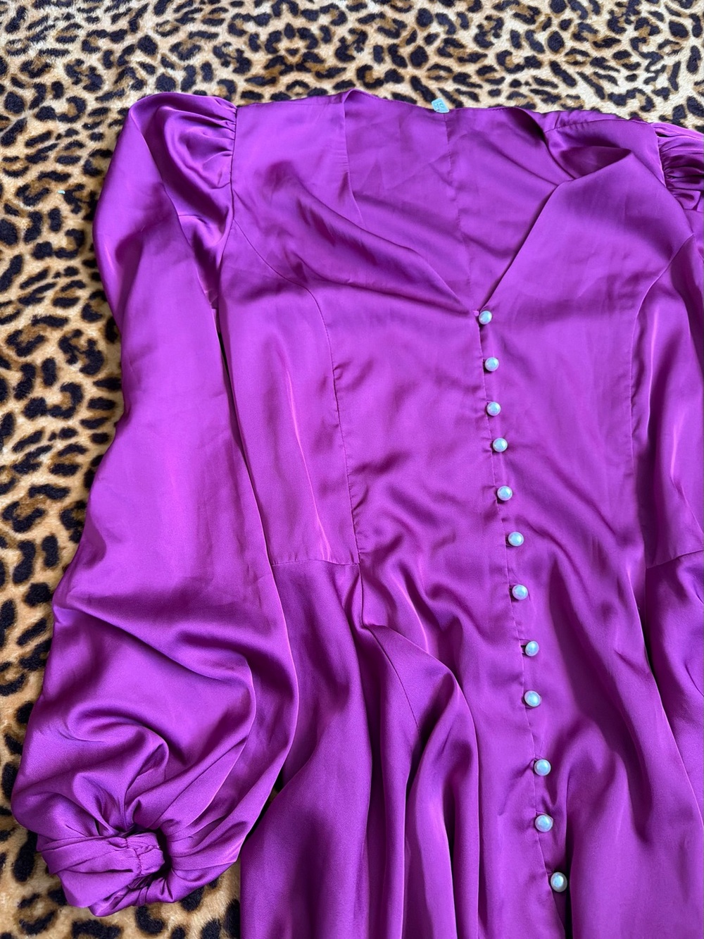 Women's Long-Sleeve Purple Button-Front Midi Dress - Picture 2 of 2